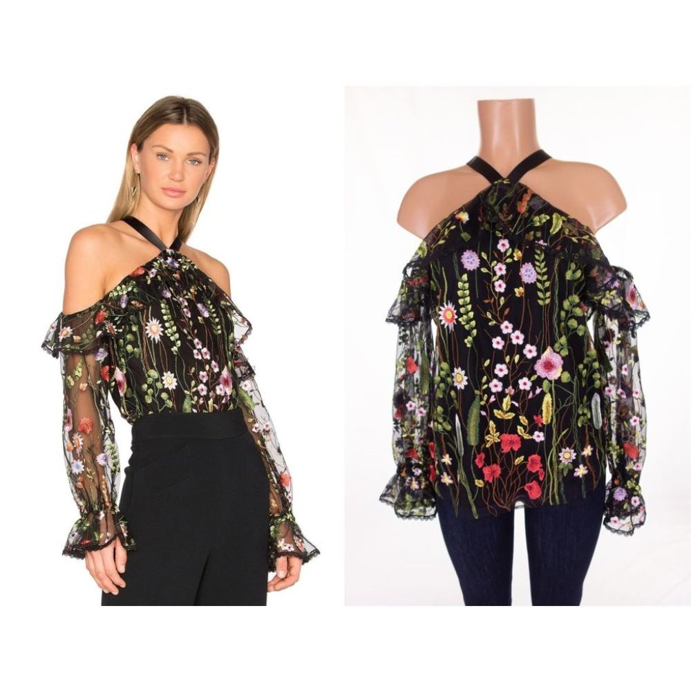 ALEXIS M Kylie Embroidered Garden Top in Black